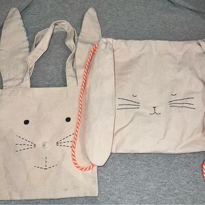 Kids Bunny Tote and Drawstring Bag Set